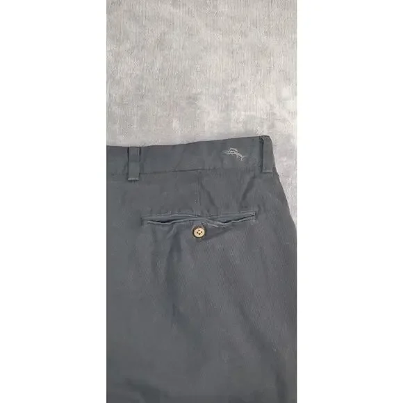 Tommy Bahama Shorts Mens Sz 35 Black Silk Cotton Flat Front Casual Summer C16 - Picture 10 of 11